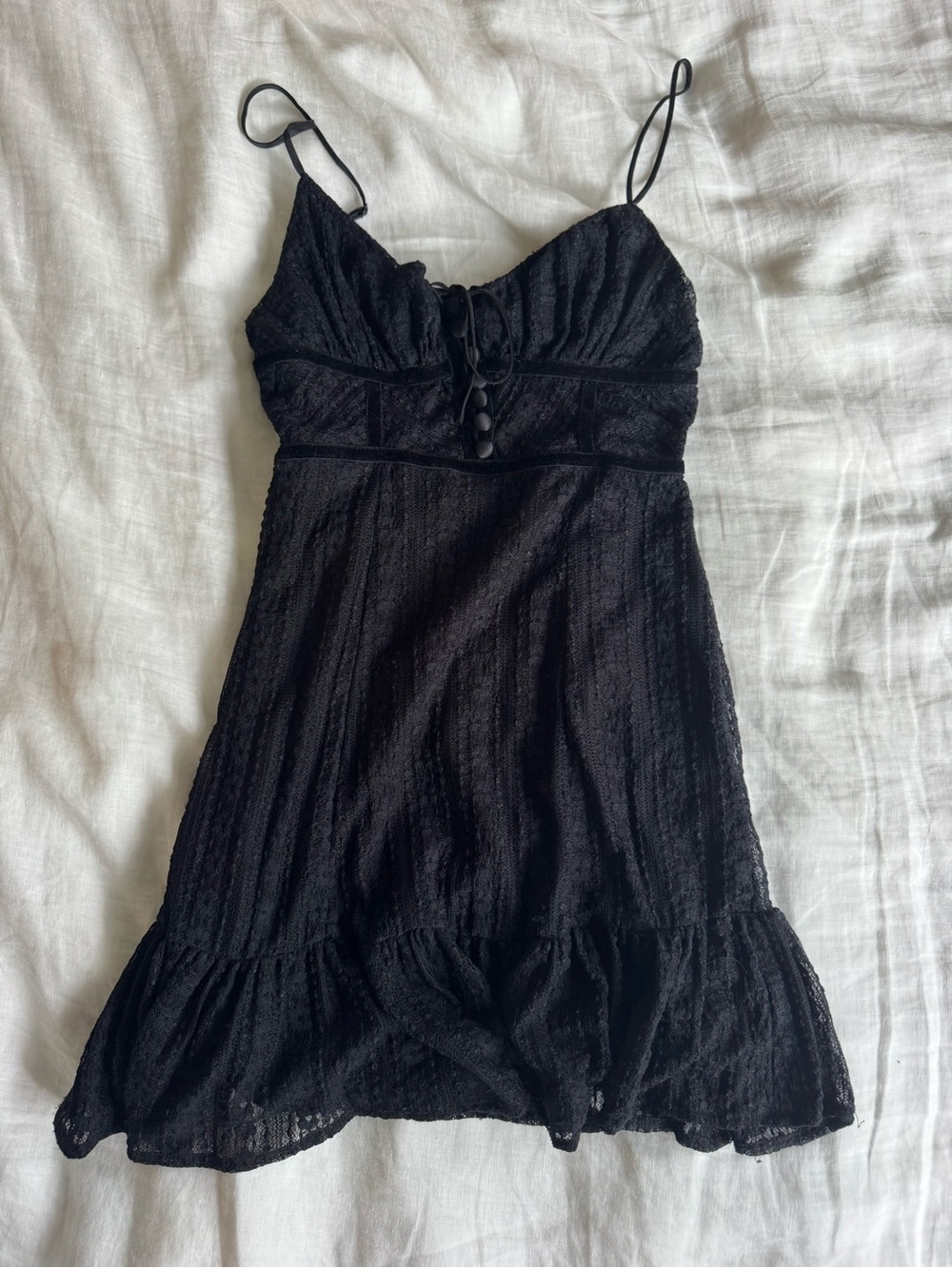 Urban Outfitters Black Lace Mini Dress with Spaghetti Straps